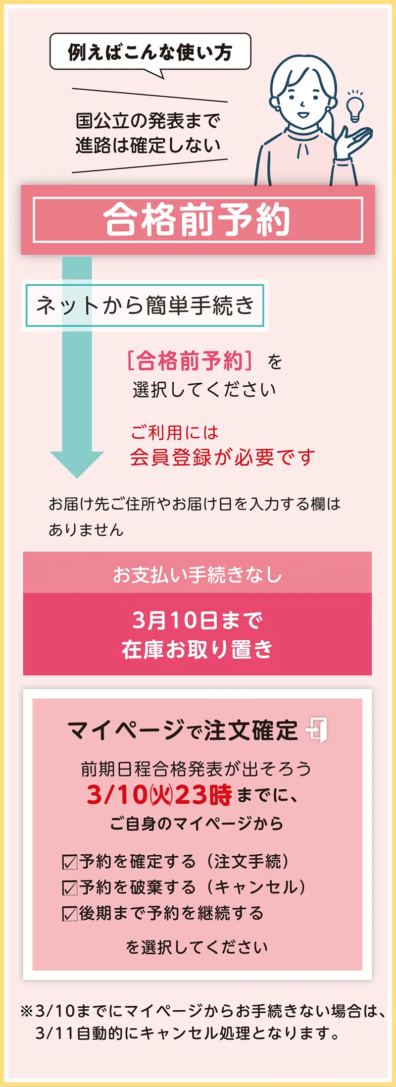 合格前予約　3月10日まで在庫お取り置き
