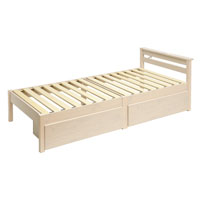 組立簡単すのこベッド引出付き ホワイトウォッシュ SLB-201(WS)、SLH211(WS)