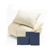 ふわふわ羽毛布団とカバーの6点セット ネイビー SLF-01(NV)
