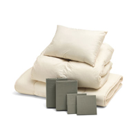 ふわふわ羽毛布団とカバーの7点セット グレイッシュグリーン SLF-02(GGN)