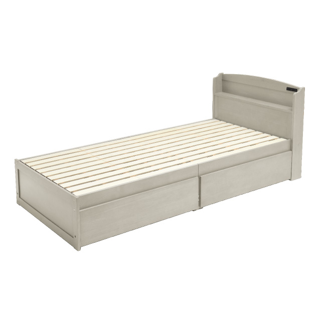 木製すのこベッド宮付引出付き ライトグレー SLB-101(LGR)、SLH-111(LGR)