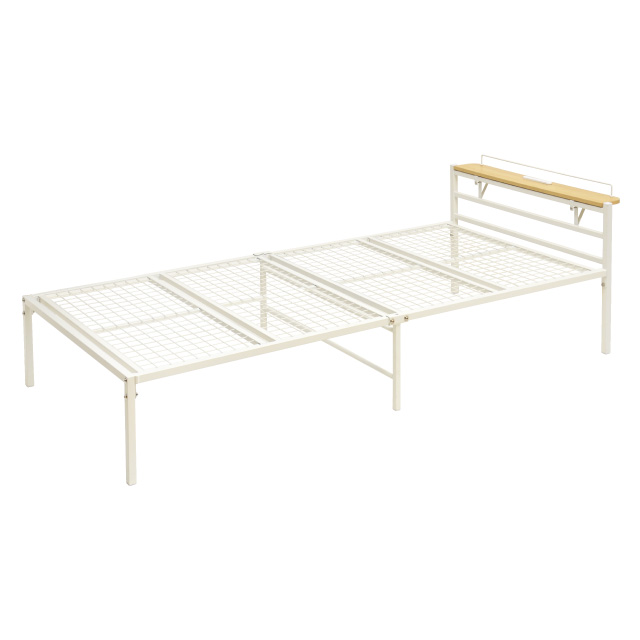 宮棚＆2口コンセント付シングルベッド ホワイト SLB-301(WH)