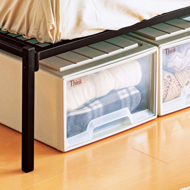 宮棚＆2口コンセント付シングルベッド ブラック SLB-301(BK)