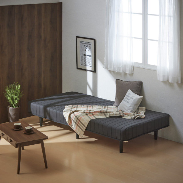 脚付マットレスベッド チャコールグレー SLB-401(BK)