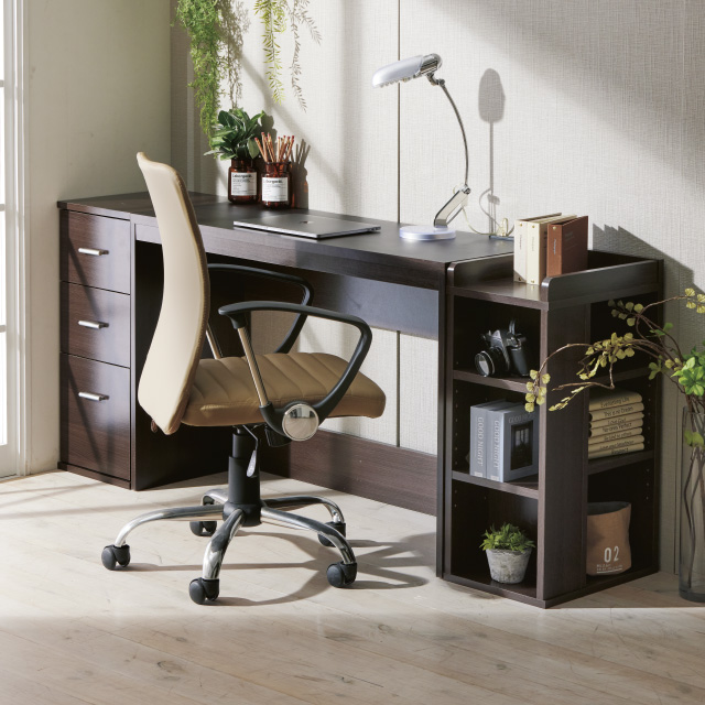 薄型デスク＆チェスト＆ラック ブラウン SLD-30(DBR)、SLW-31(DBR)