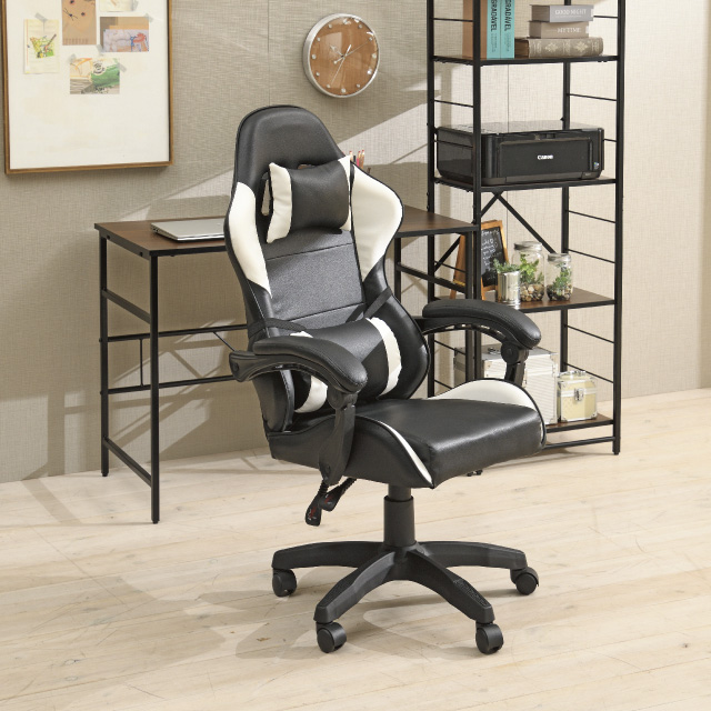 ゲーミングチェア ブラック/ホワイト SLC-106(B/W)