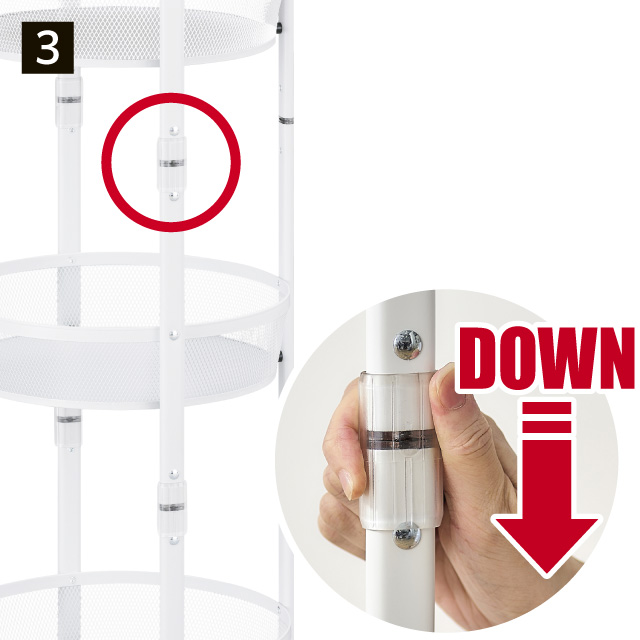 マルチワゴン丸型3段 ホワイト 