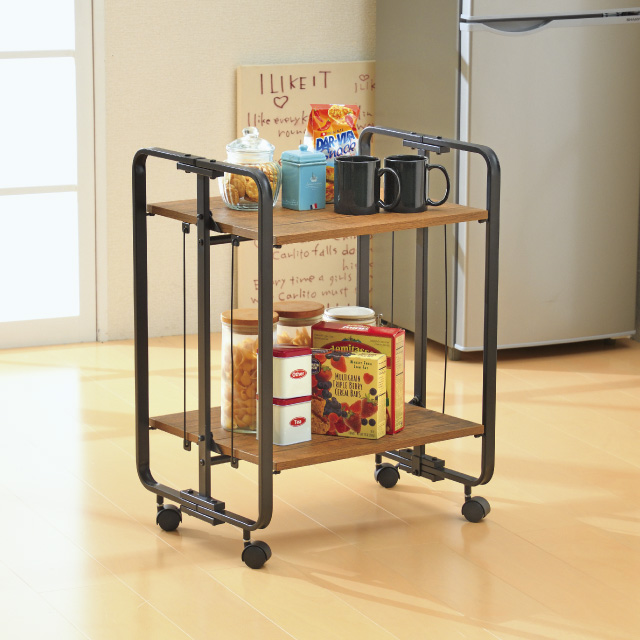 アート折りたたみワゴン ヴィンテージブラウン 