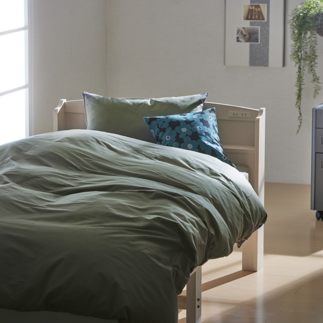 ポケットコイルマットレス（ホワイト）＋羽毛布団セット グレイッシュグリーン 