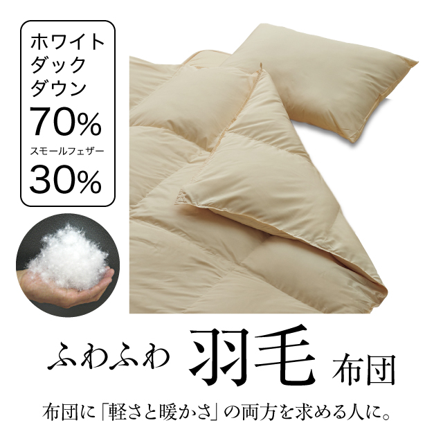 ポケットコイルマットレス（グレー）＋羽毛布団セット ネイビー 