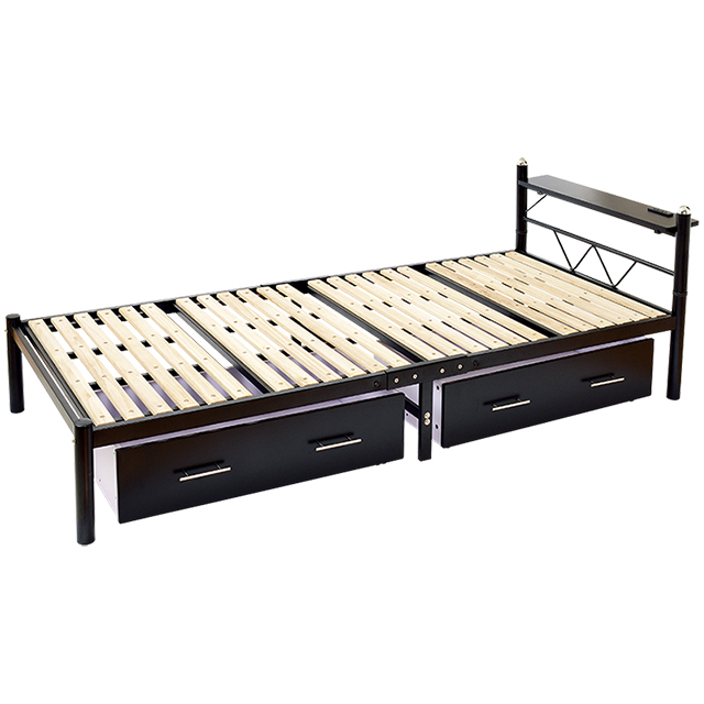 シングルベッド宮付引出付 ブラック SLB-07(BK)