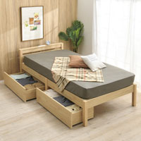 組立簡単すのこベッド引出付き ナチュラル SLB-201(NA)、SLH211(NA)