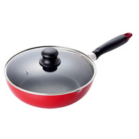 フッ素加工　ガラス蓋付深型フライパン　24cm