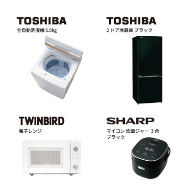 ツインバード電子レンジセット（冷蔵庫・炊飯ジャーブラック）