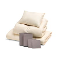 ふわふわ羽毛布団とカバーの7点セット ミルクベージュ SLF-02(MBE)