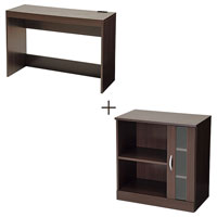 ナイスデスク＆キャビネット ブラウン SLD-30(DBR)、SLF-33(DBR)