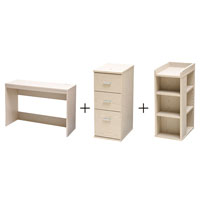 薄型デスク＆チェスト＆ラック ホワイトウォッシュ SLD-30(WW)、SLW-31(WW)