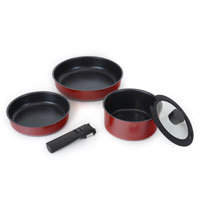 IH対応着脱５点セット レッド 