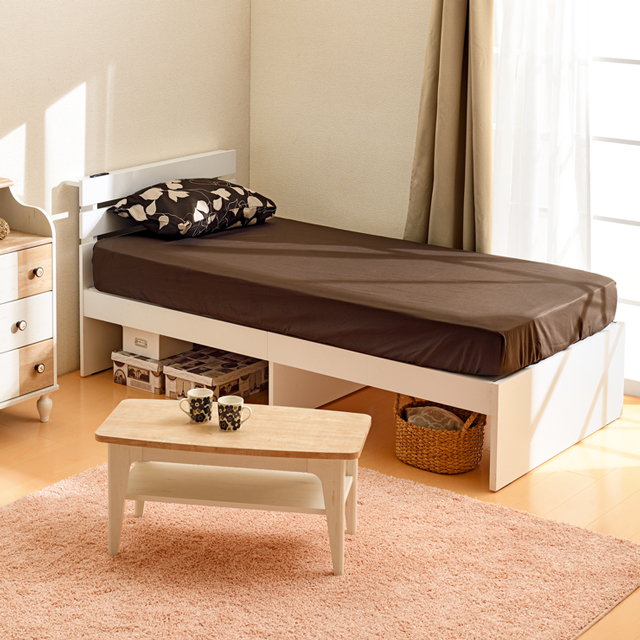 送料無料)収納付きデザインベッド【ハーニー（シングル