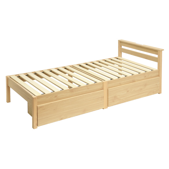 組立簡単すのこベッド引出付き ナチュラル SLB-201(NA)、SLH211(NA)