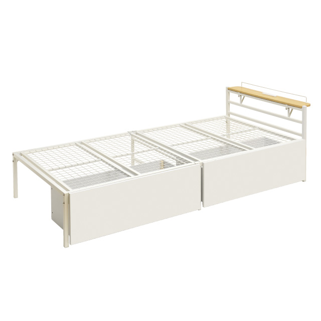 宮棚＆コンセント付ベッド引出付き ホワイト SLB-301(WH)、SLH-311(WH)