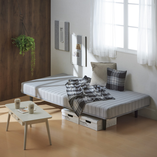 脚付マットレスベッド ライトグレー SLB-401(GY)