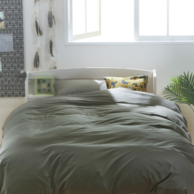 ポケットコイルマットレス（グレー）＋羽毛布団セット グレイッシュグリーン 