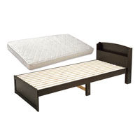 木製すのこベッド宮付ロング マット付き ダークブラウン SLB-102L(DBR)、SLM-20