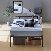 宮棚＆2口コンセント付シングルベッド ブラック SLB-301(BK)