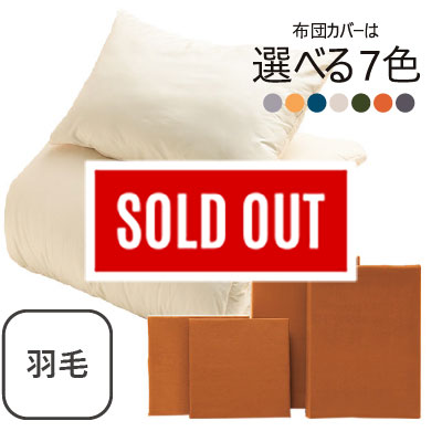 ふわふわ羽毛布団とカバーの6点セット　キャメル